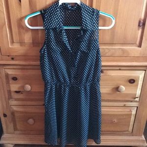 Black and white polka dot dress. Sheer over slip.